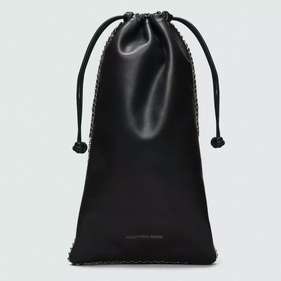 Alexander Wang Runway Ryan Dust W/Flat Silvertone Studs Black Leather Clutch - Picture 4 of 12